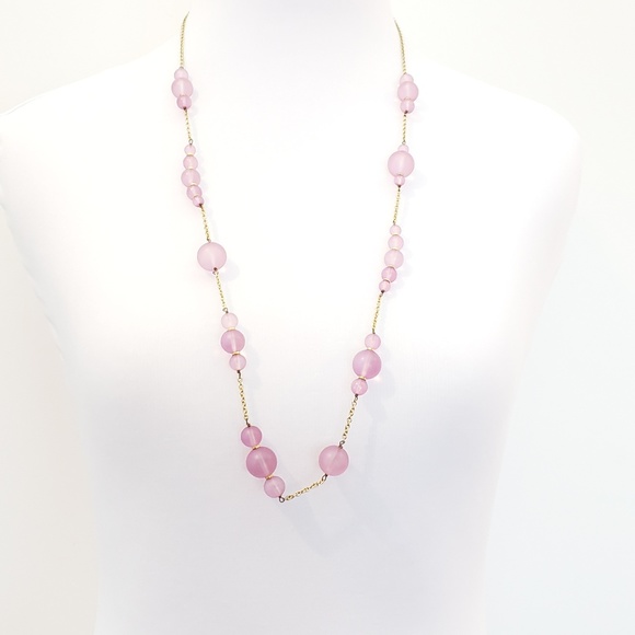 J. Crew Jewelry - J. Crew Sweater Necklace Pale Pink Beads